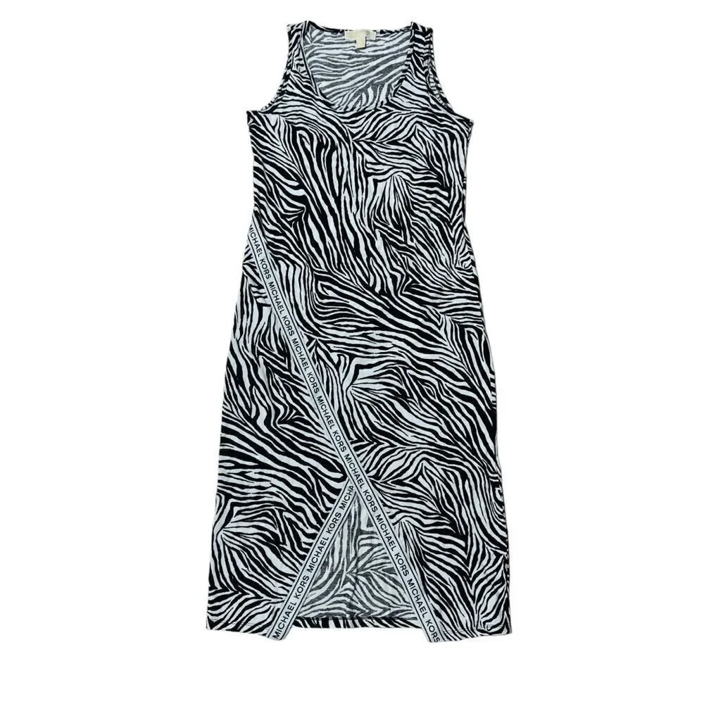 MICHAEL Michael Kors Black & White Zebra Sleeveless Jersey Dress MEDIUM - Picture 1 of 14